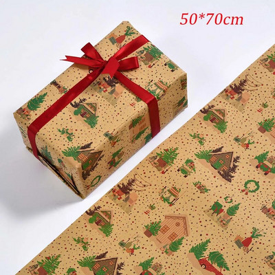 1 vnt Kalėdų dovanų vyniojimo popierius „pasidaryk pats“ amatų kraftpopierius Kalėdų Naujųjų Metų vakarėlio pakuotės dekoravimui