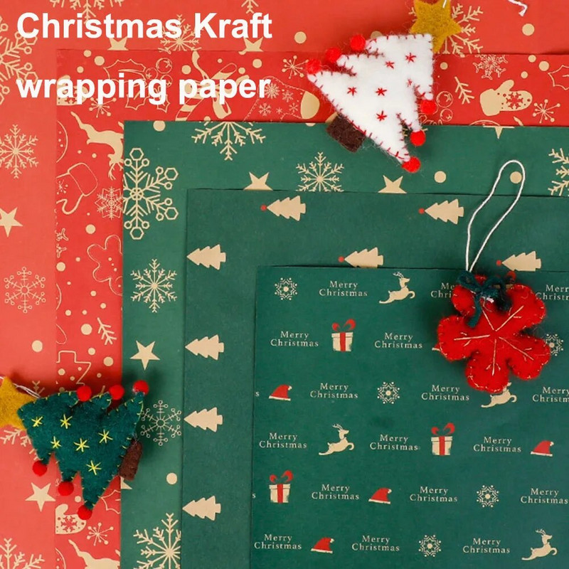 1 vnt Kalėdų dovanų vyniojimo popierius „pasidaryk pats“ amatų kraftpopierius Kalėdų Naujųjų Metų vakarėlio pakuotės dekoravimui