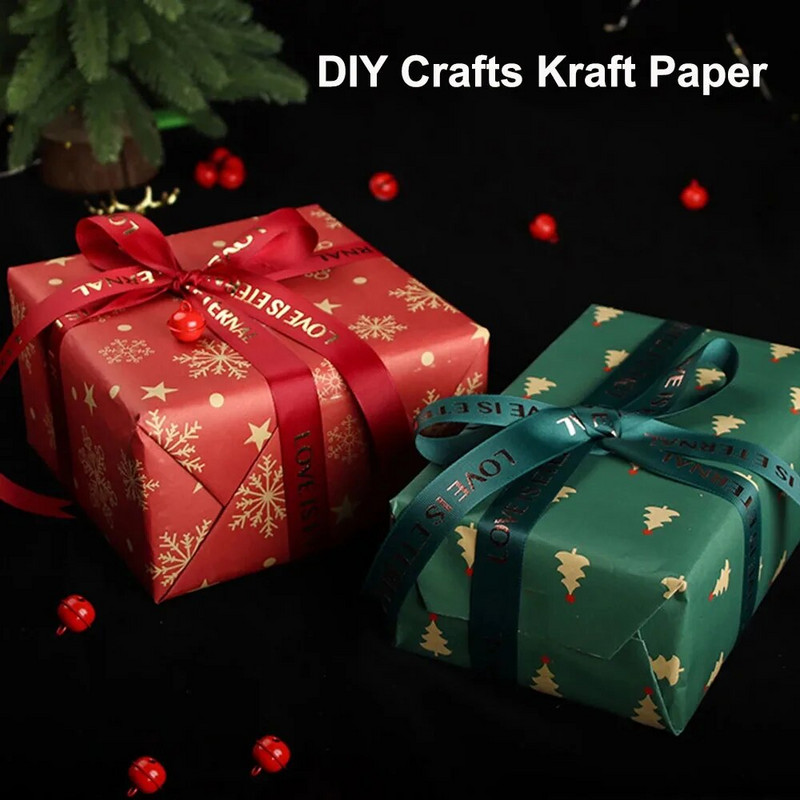 1 vnt Kalėdų dovanų vyniojimo popierius „pasidaryk pats“ amatų kraftpopierius Kalėdų Naujųjų Metų vakarėlio pakuotės dekoravimui