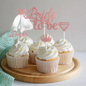 1 rinkinio rožinio aukso nuotaka bus pyragaičių puošmena žiedinė vestuvinė suknelė sužadėtuvėms, mergvakario dekoravimo reikmenys