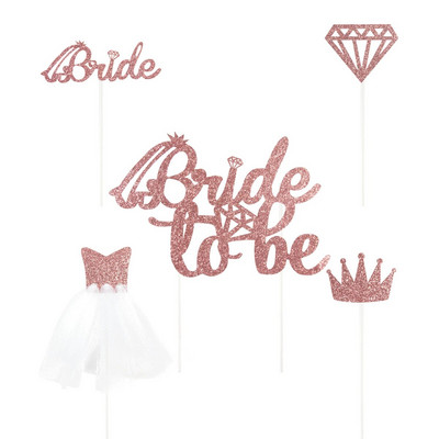 1 rinkinio rožinio aukso nuotaka bus pyragaičių puošmena žiedinė vestuvinė suknelė sužadėtuvėms, mergvakario dekoravimo reikmenys