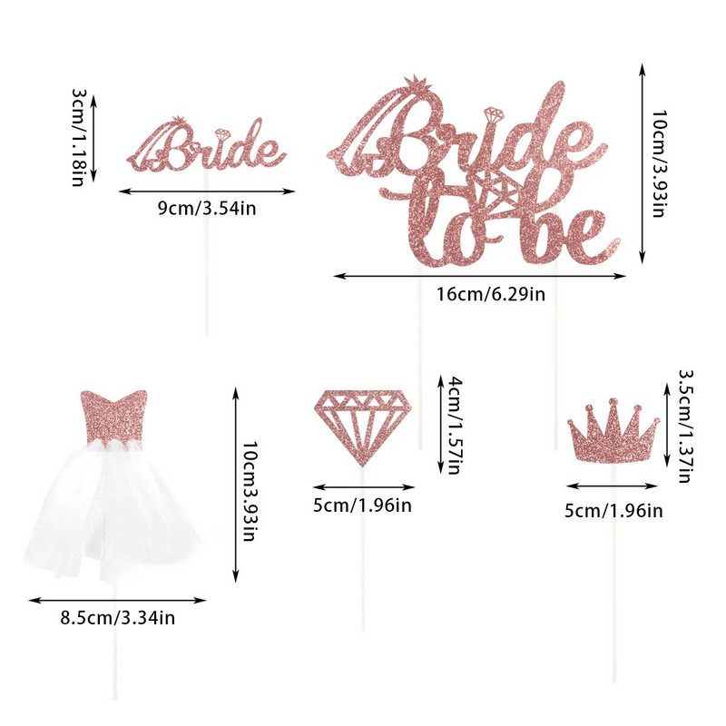 1 rinkinio rožinio aukso nuotaka bus pyragaičių puošmena žiedinė vestuvinė suknelė sužadėtuvėms, mergvakario dekoravimo reikmenys