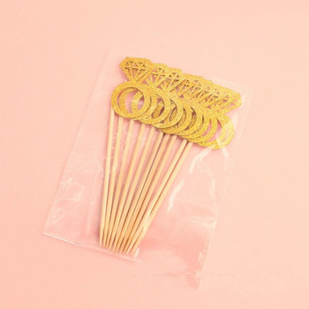 10 τμχ/Τσάντα Glitter Ring Cupcake Toppers Διακόσμηση τραπεζιού χορού γάμου Διακόσμηση για πάρτι γενεθλίων Γαμήλια τούρτα Διακοσμήσεις φλυτζανιών προμήθειες