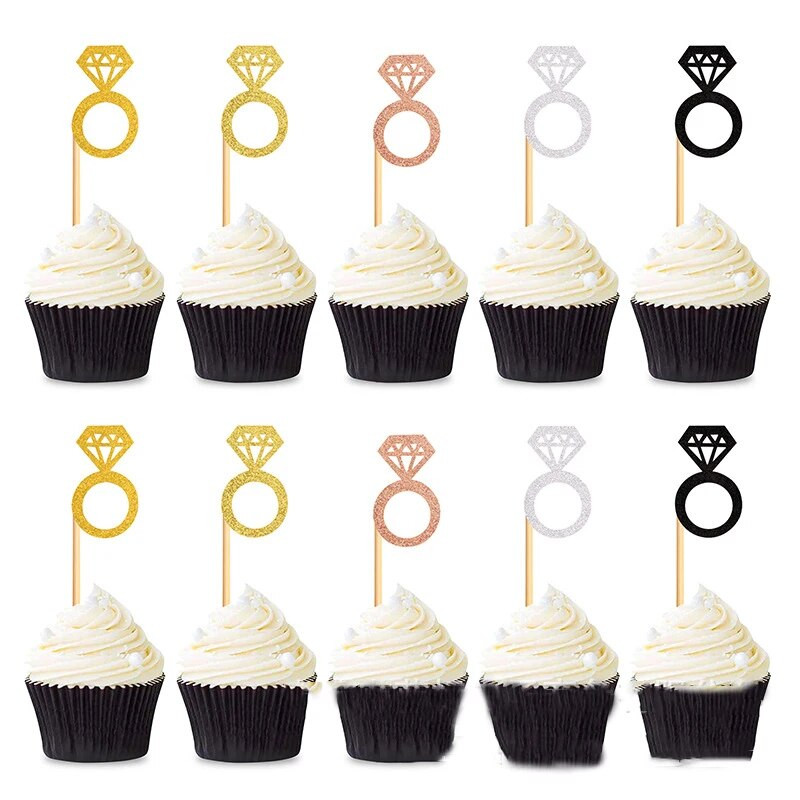 10 vnt. / Krepšelis Blizgantis žiedas Keksiukų papuošimai Vestuvių išleistuvių stalo dekoravimui Gimtadienio vakarėlio Vestuvinio torto puodelių dekoravimo reikmenys