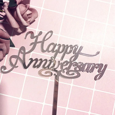 INS Akrilo širdis laimingų jubiliejų tortų apmušalai, skirti moterų vyrų vestuvių meilės metinių vakarėlio tortų papuošimams