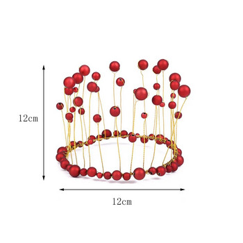 Princess Crown Cake Topper Декорация Метална перла Блестящи изкуствени перли Декорация на сватбена торта Рожден ден Topper