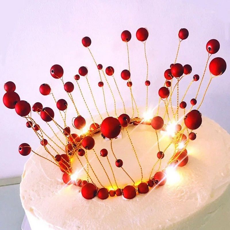 Princesės karūnos torto papuošimas metalo perlų blizgiu dirbtiniu perlu galvos apdangalas Vestuvinio torto dekoras Gimtadienio papuošalas