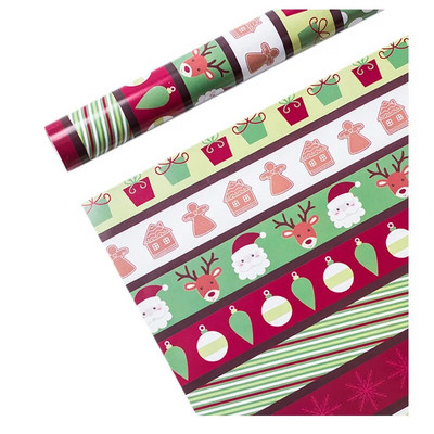 (Ir Kalėdų Senelis 70cmx50cm)Vienpusio vyniojamojo popieriaus raštai 5vnt Klasikinis kalėdinis papuošimas ir pakabinamas telefonas Kalėdinis papuošalas