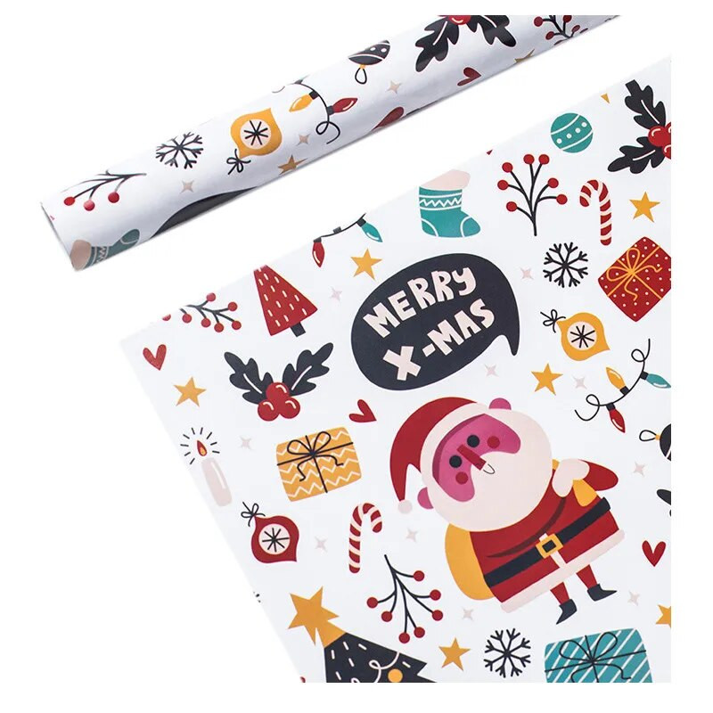 (Ir Kalėdų Senelis 70cmx50cm)Vienpusio vyniojamojo popieriaus raštai 5vnt Klasikinis kalėdinis papuošimas ir pakabinamas telefonas Kalėdinis papuošalas