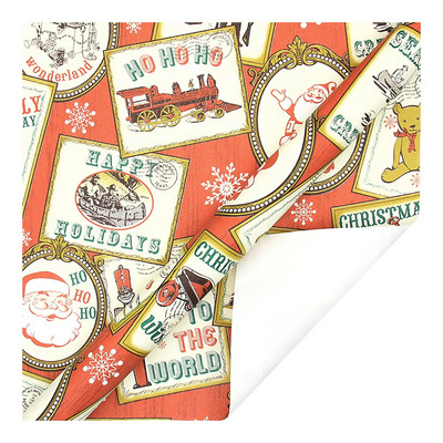 1 vnt (70 cm x 50 cm, 4,11 kvadratinių pėdų) vienpusis kalėdinis vyniojamasis popierius, klasikinis Kalėdų Senelio ir kitų raštų natūralūs dovanų įvyniojimai