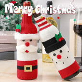 Kalėdų vyno butelių dangtelių rinkinys Kalėdų senelio sniego senelio austi vyno butelių maišeliai Kalėdų vakarėliui vakarienės stalo papuošimai Naujųjų metų dovanos