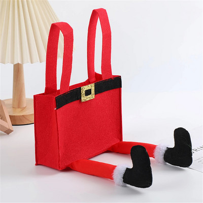 Kalėdų dovanų maišelis lėlėms, 3D kalėdinių saldainių krepšys su virvele, medvilninis Kalėdų mielas Kalėdų Senelio Briedis Bear dovanų-saldainių saldainių krepšys