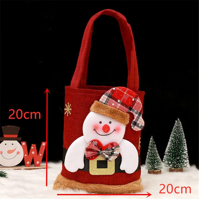 Kalėdų dovanų maišelis lėlėms, 3D kalėdinių saldainių krepšys su virvele, medvilninis Kalėdų mielas Kalėdų Senelio Briedis Bear dovanų-saldainių saldainių krepšys