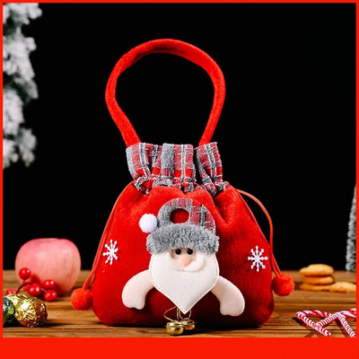 Kalėdų dovanų maišelis lėlėms, 3D kalėdinių saldainių krepšys su virvele, medvilninis Kalėdų mielas Kalėdų Senelio Briedis Bear dovanų-saldainių saldainių krepšys