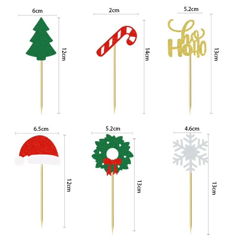 12 vnt kalėdinių keksų tvarsčių su snaigės kalėdinės eglutės kepuraitėmis.