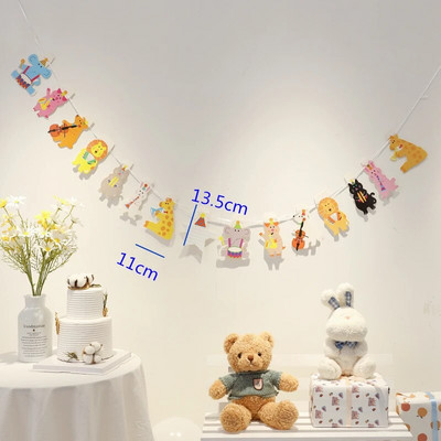 Ins berniukas, mergina, su gimtadieniu, kambarys girlianda reklamjuostė vimpelė fono dekoracija kūdikių dušas gyvūnas princesė tema Kabantys vėliavos