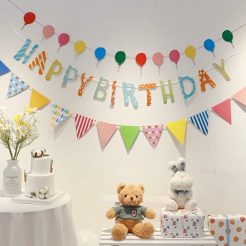 Ins berniukas, mergina, su gimtadieniu, kambarys girlianda reklamjuostė vimpelė fono dekoracija kūdikių dušas gyvūnas princesė tema Kabantys vėliavos