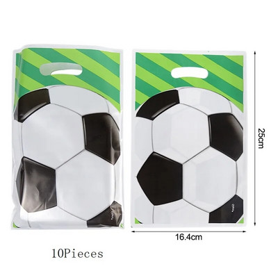 Futbolo dovanų maišeliai saldumynų maišeliai Plastikiniai sausainių maišeliai svečiams gimtadienio dovanoms. Futbolo teminių vakarėlių krepšelis su susuktais kaklaraiščiais