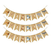 Vaikų miško gyvūnų vakarėlis, girlianda, žirafa liūtas, zebras, safaris, gyvūnų reklamjuostės dekoravimas meškos vėliava