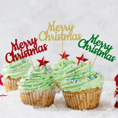 12 vnt. Linksmų kalėdinių keksų apmušalai iš trijų spalvų Blizgantys kalėdiniai keksiukų rinkiniai Kalėdų vakarėliui papuošti reikmenys