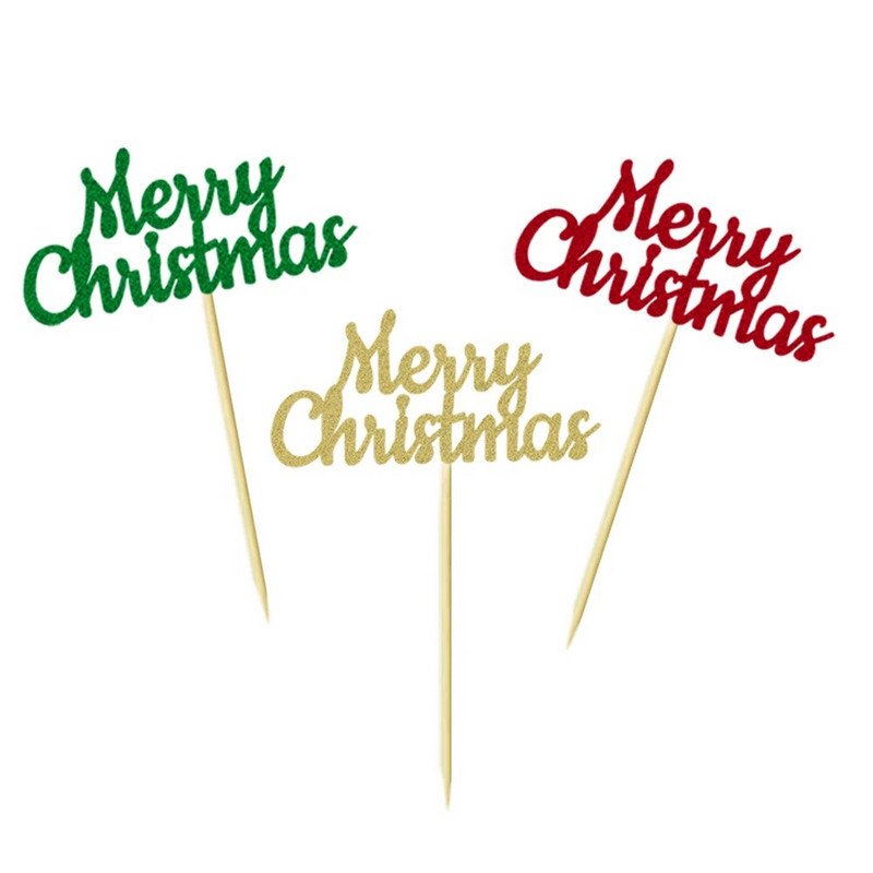 12 vnt. Linksmų kalėdinių keksų apmušalai iš trijų spalvų Blizgantys kalėdiniai keksiukų rinkiniai Kalėdų vakarėliui papuošti reikmenys