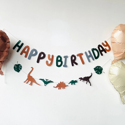 INS berniuko dinozaurų gimtadienis neaustinės girliandos ROAR teminis vakarėlis žalia reklamjuostė dekoravimas kūdikių dušu gyvūno vėliava