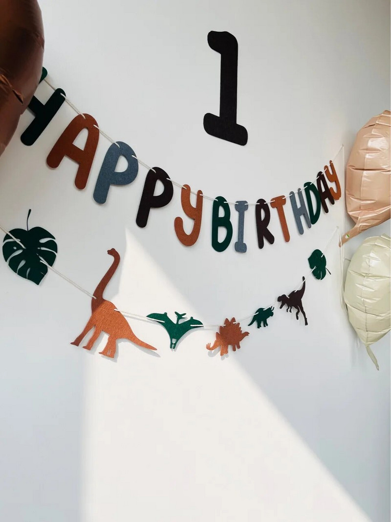 INS berniuko dinozaurų gimtadienis neaustinės girliandos ROAR teminis vakarėlis žalia reklamjuostė dekoravimas kūdikių dušu gyvūno vėliava