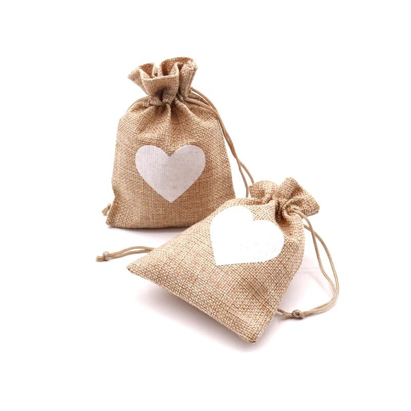 5 vnt. / partija 10x14 13x18 cm Maži džiuto maišeliai Lininiai vestuviniai raištelių maišeliai Saldainių dovanų maišeliai apyrankės laikrodžiai papuošalų pakavimo maišeliai