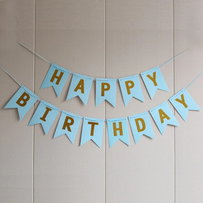 Su gimtadieniu Reklaminė juostelė Popierinė girlianda, vėliavėlių traukimas Pasidaryk pats vakarėlio dekoravimas berniukams mergaitėms kūdikių dušo reikmenys dekoro dovana