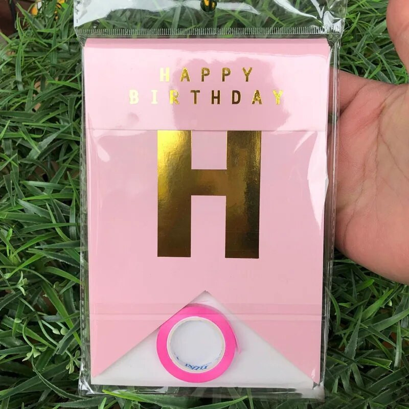 Su gimtadieniu Reklaminė juostelė Popierinė girlianda, vėliavėlių traukimas Pasidaryk pats vakarėlio dekoravimas berniukams mergaitėms kūdikių dušo reikmenys dekoro dovana