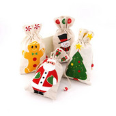 1vnt./Lot Lininiai kalėdiniai medvilniniai maišeliai 15x23cm (5,9"x9") Vakarėlis Favor Apple Papuošalų Pakavimo Krepšeliai Virveliniai maišeliai Saldainių dovanų maišelis