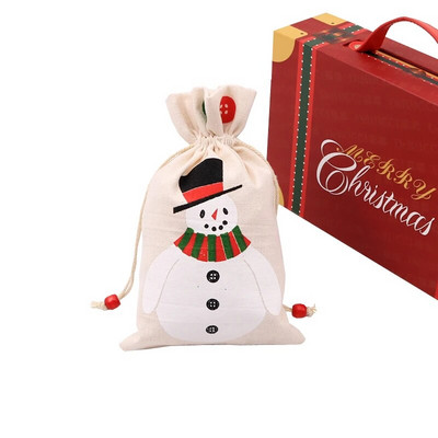 1vnt./Lot Lininiai kalėdiniai medvilniniai maišeliai 15x23cm (5,9"x9") Vakarėlis Favor Apple Papuošalų Pakavimo Krepšeliai Virveliniai maišeliai Saldainių dovanų maišelis