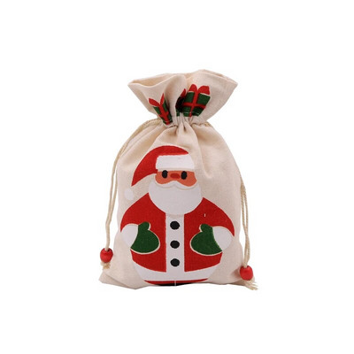 1vnt./Lot Lininiai kalėdiniai medvilniniai maišeliai 15x23cm (5,9"x9") Vakarėlis Favor Apple Papuošalų Pakavimo Krepšeliai Virveliniai maišeliai Saldainių dovanų maišelis