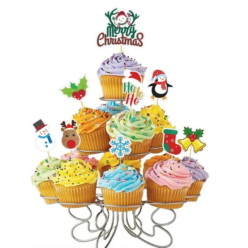 15 vnt. torto dangtelis Linksmų kalėdinių vakarėlių papuošimas namų temai vakarėlio reikmenys Torto įdėklas Dekoratyvinė kortelė keksiukų keptuvė