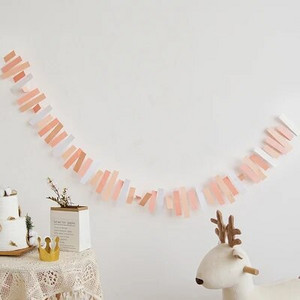 INS Vestuvių fonai Dekoracijos Vaikų gimtadienio vakarėlis Mėlynas rožinis popierinis vėliavėlė Kūdikių dušas Auksinė girlianda