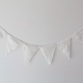 Πανό με βελονάκι για παιδικά γενέθλια White Lace Garland 18th 20th Party Photography Props Baby Shower Crochet