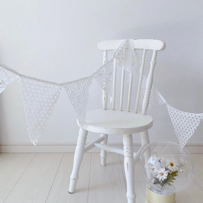 Vaikų gimtadienio baltos nėrinių girliandos 18-osios 20-osios vakarėlio fotografijos rekvizitai, nėrimo reklamjuostė