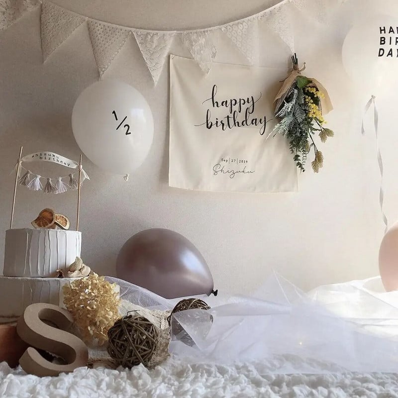 Vaikų gimtadienio baltos nėrinių girliandos 18-osios 20-osios vakarėlio fotografijos rekvizitai, nėrimo reklamjuostė