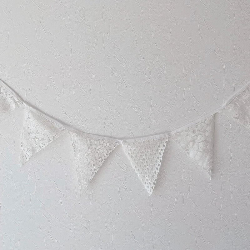 Vaikų gimtadienio baltos nėrinių girliandos 18-osios 20-osios vakarėlio fotografijos rekvizitai, nėrimo reklamjuostė