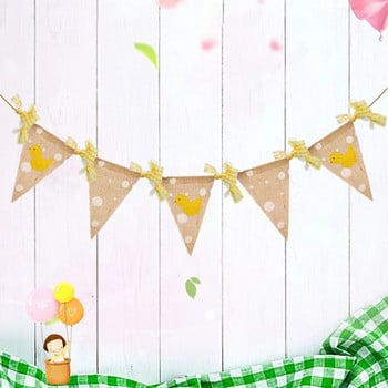 INS Baby Shower λινάτσα πάπια γιρλάντα Frist Παιδικά γενέθλια Κίτρινο σημαία ζωάκι Διακόσμηση τάξης Σημαία