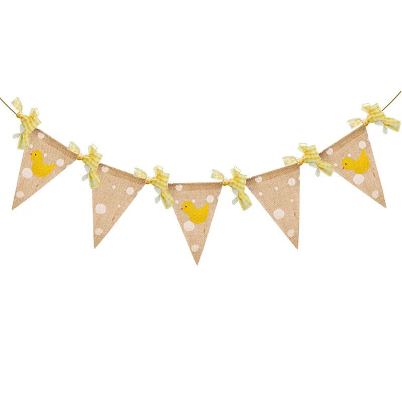 INS Baby Shower Aušinimo audinys Anties girlianda Frist Kids Gimtadienis Geltona gyvūno vimpelė Klasės dekoravimo vėliava