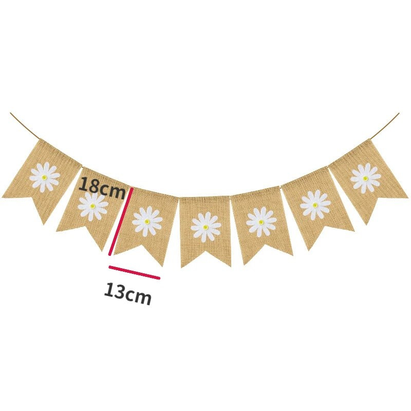 Pavasario festivalio reklamjuostė Vaikų gimtadienio vakarėlis Baltų gėlių girlianda Mažas kūdikių dušas Daisy vėliava