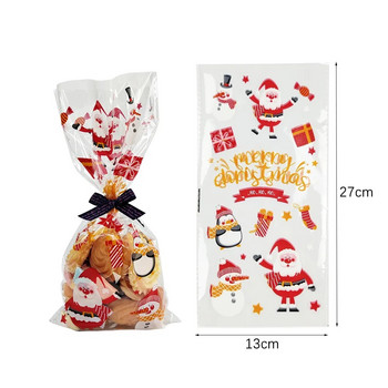 50 бр. Коледни подаръчни торбички Коледни бонбони Торбички за бисквитки Дядо Коледа Коледна опаковка Пластмасова торбичка Коледни партита Декорации