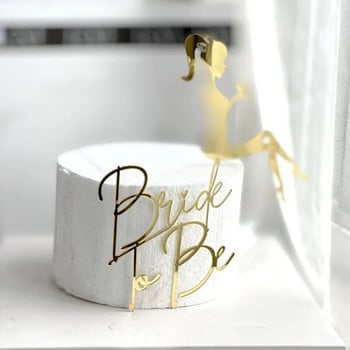 Комплект от 2 части Bride To Be Party Cake Topper Златен акрил Момиче Подарък за ергенско парти Toppers Cake Toppers Wedding Dessert Decoration