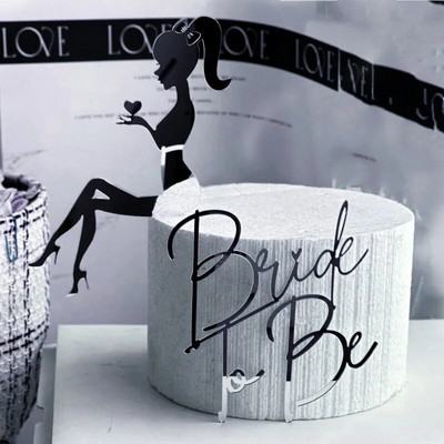 Dviejų dalių komplektacija Bride To Be vakarėlis torto užpilas Auksinis akrilinis mergaičių vakarėlis Dovanų tortas Vestuvinio deserto papuošimas