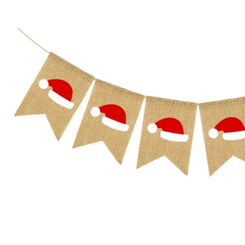 Nauja Linksmų kalėdinė kepuraitė, smokingo vėliava, Kalėdų džiaugsmo girlianda, festivalio fonas