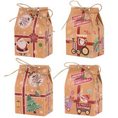 5/10 vnt Linksmų kalėdinių saldainių dėžutė su Rop Kraft popieriaus nameliu Kalėdų Senelio sausainių dovanų pakavimo dėžutės 2024 Naujųjų metų vakarėlio dekoravimui