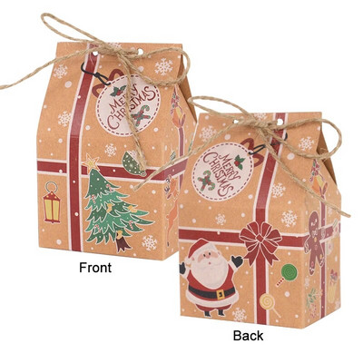 5/10 vnt Linksmų kalėdinių saldainių dėžutė su Rop Kraft popieriaus nameliu Kalėdų Senelio sausainių dovanų pakavimo dėžutės 2024 Naujųjų metų vakarėlio dekoravimui