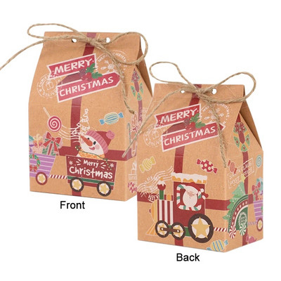 5/10 vnt Linksmų kalėdinių saldainių dėžutė su Rop Kraft popieriaus nameliu Kalėdų Senelio sausainių dovanų pakavimo dėžutės 2024 Naujųjų metų vakarėlio dekoravimui