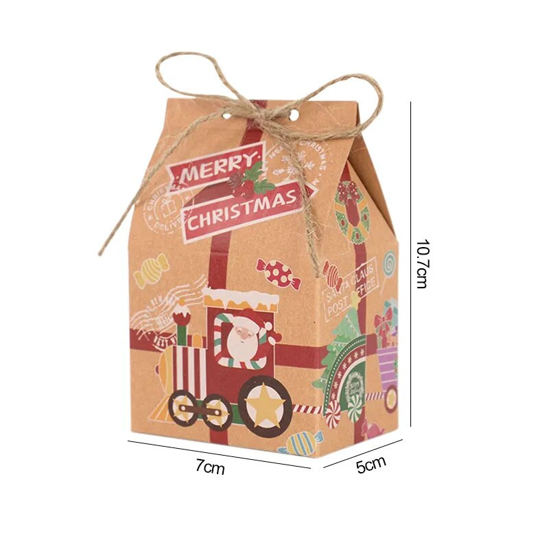 5/10 vnt Linksmų kalėdinių saldainių dėžutė su Rop Kraft popieriaus nameliu Kalėdų Senelio sausainių dovanų pakavimo dėžutės 2024 Naujųjų metų vakarėlio dekoravimui